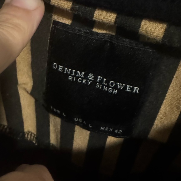 Denim & Flower Two-Tone Black and Tan Men's Shirt size large - Picture 4 of 4